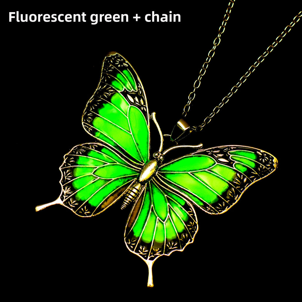 Colorful Morpho Butterfly Silver Plated Necklace