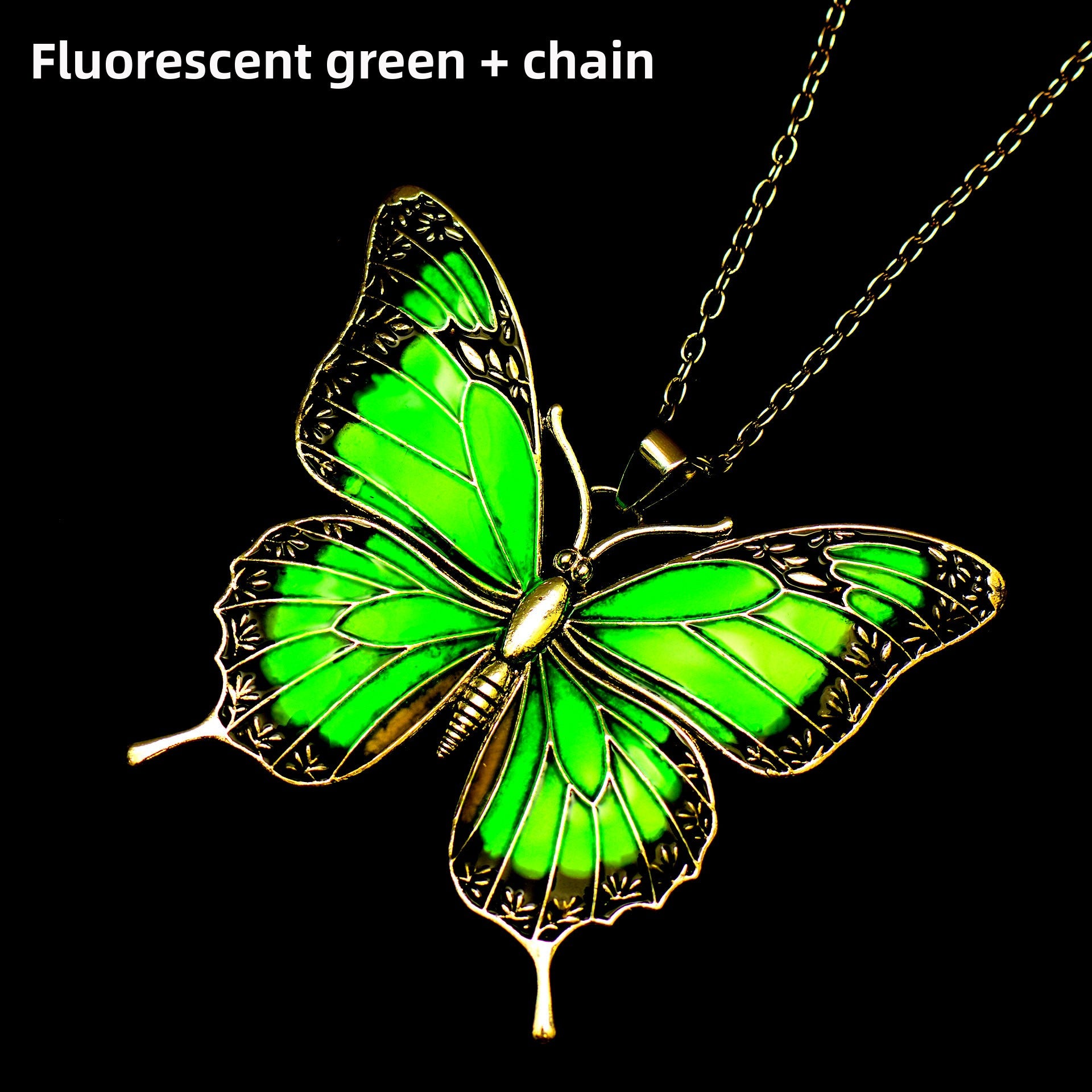Colorful Morpho Butterfly Silver Plated Necklace