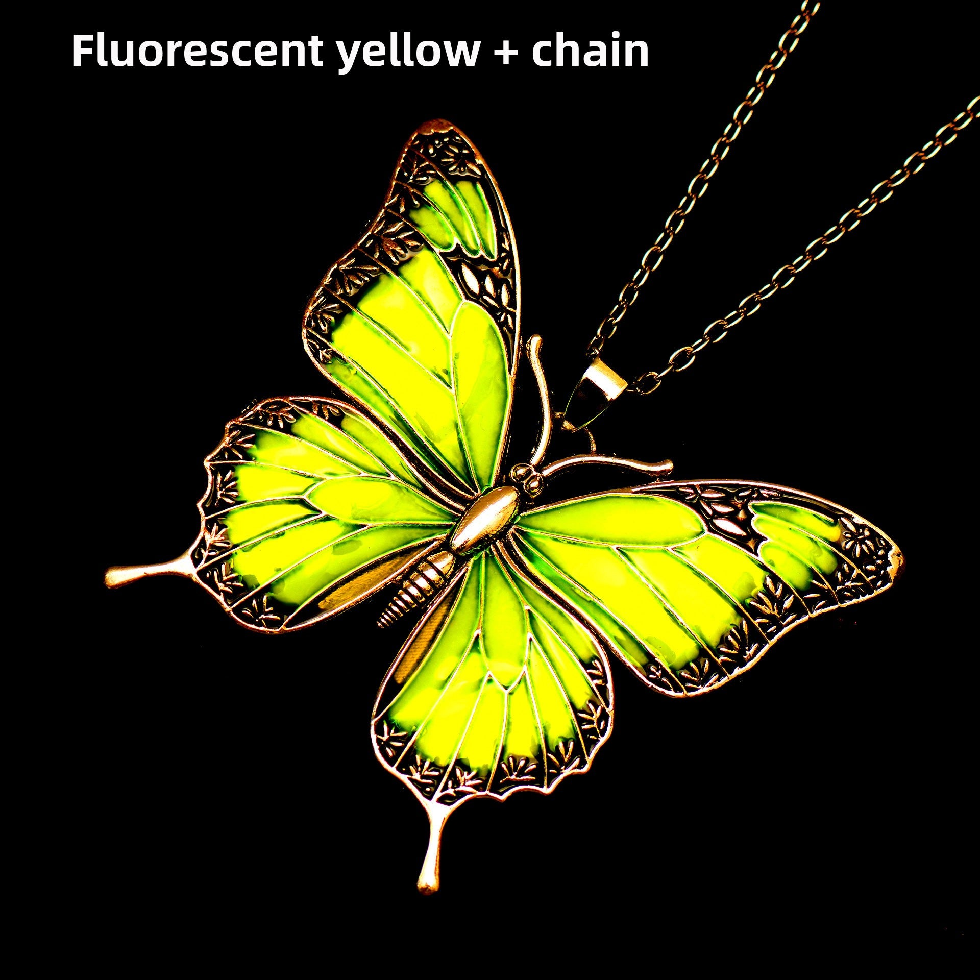 Colorful Morpho Butterfly Silver Plated Necklace