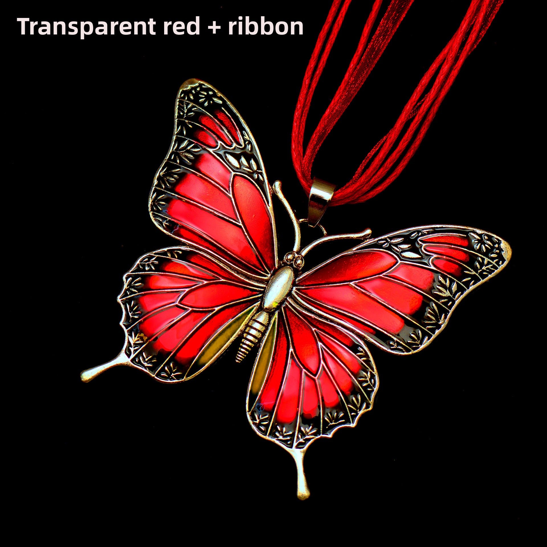 Colorful Morpho Butterfly Silver Plated Necklace