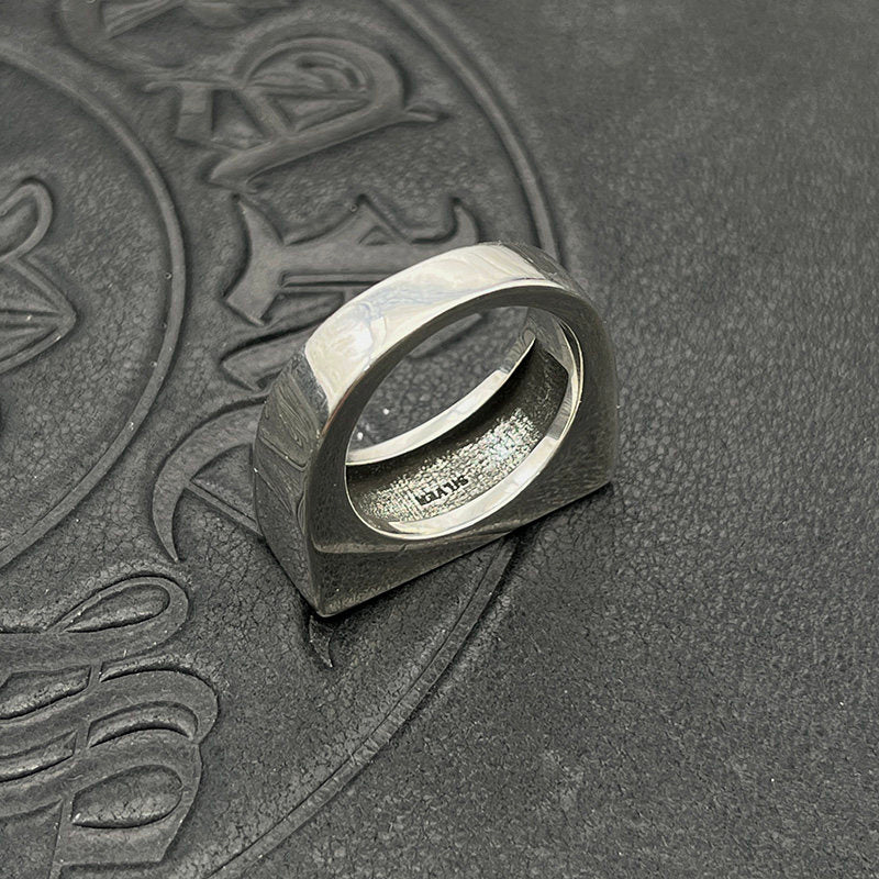Vintage Square Letter Alloy Ring