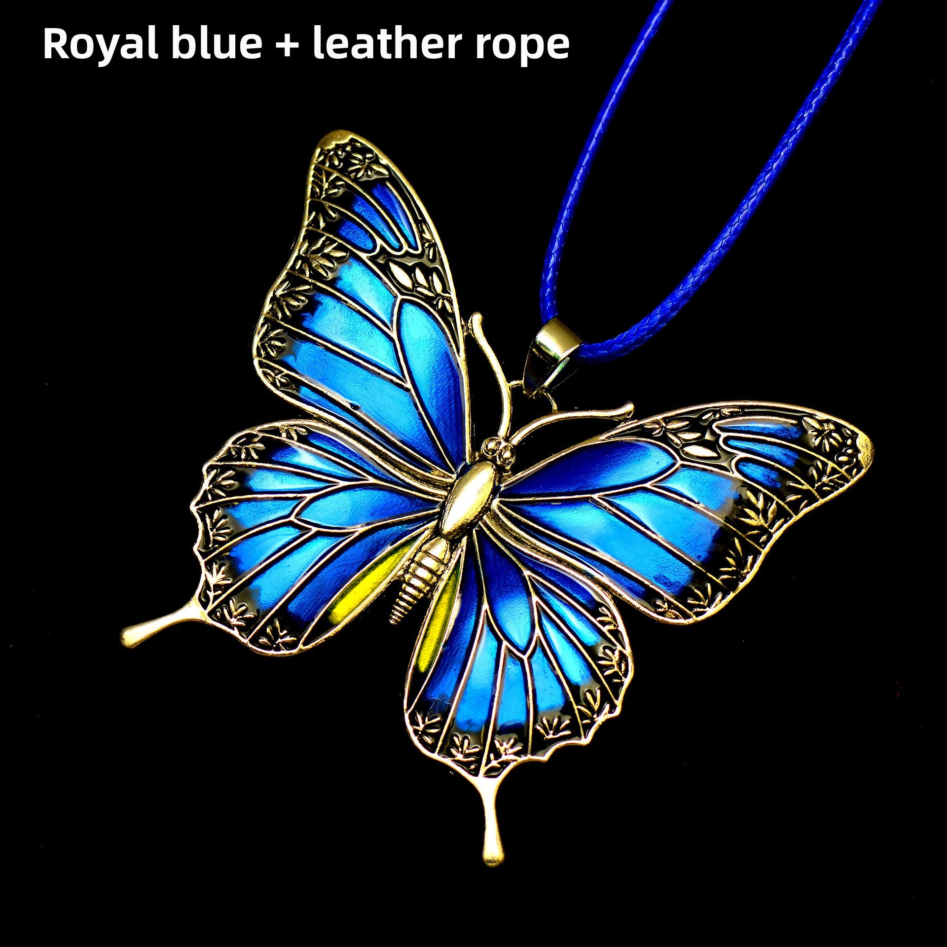 Colorful Morpho Butterfly Silver Plated Necklace