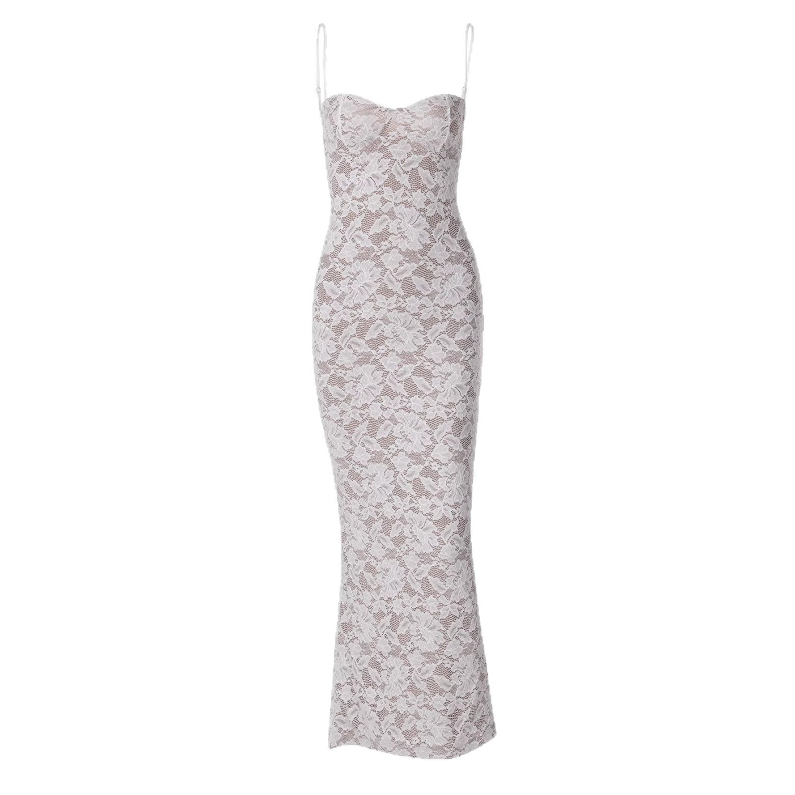 Lace Patchwork Strappy Backless Slip Dress
