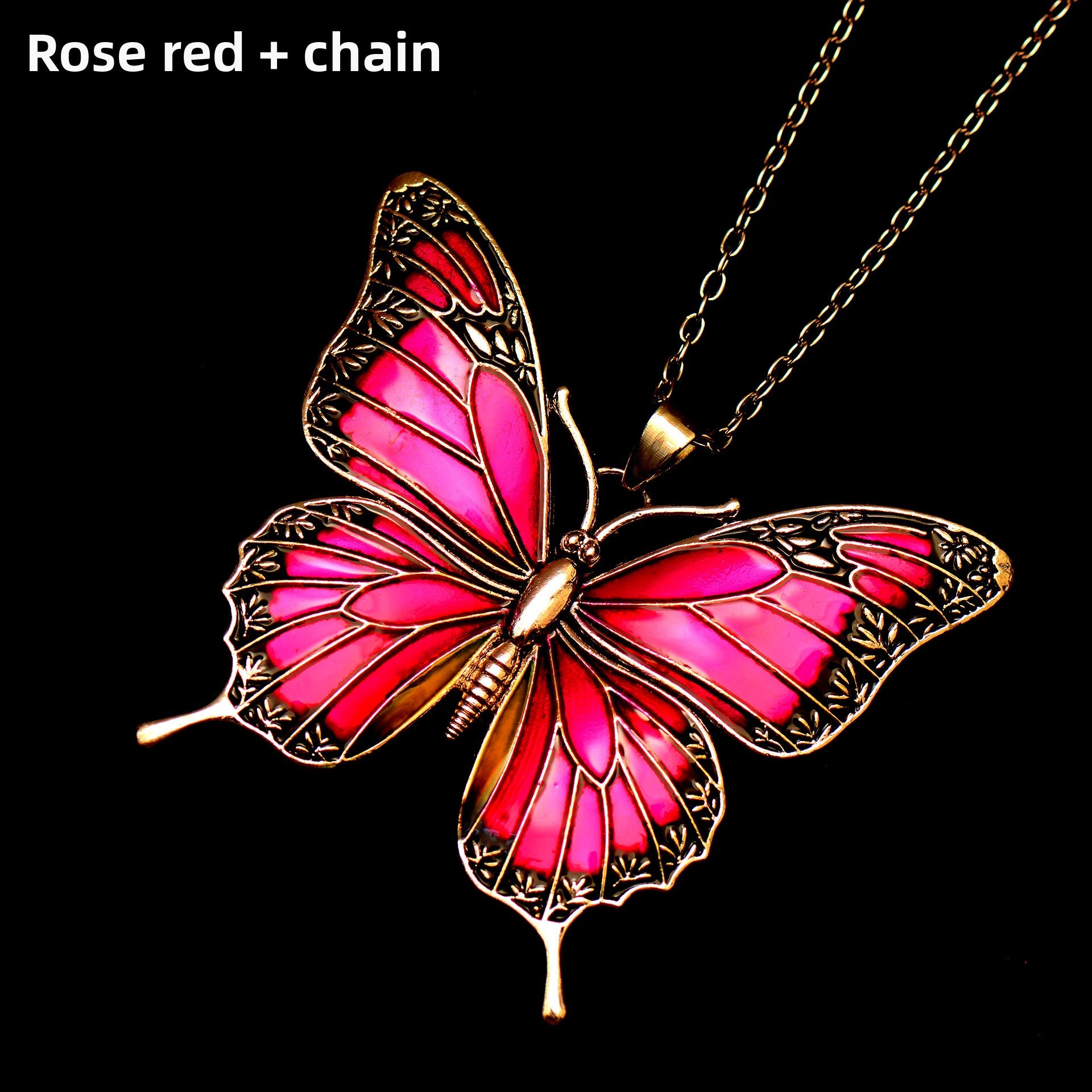 Colorful Morpho Butterfly Silver Plated Necklace