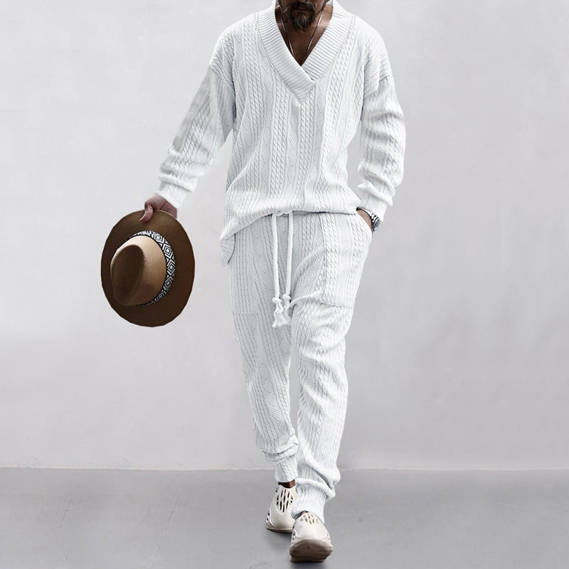Men's Casual Jacquard Knit Suit