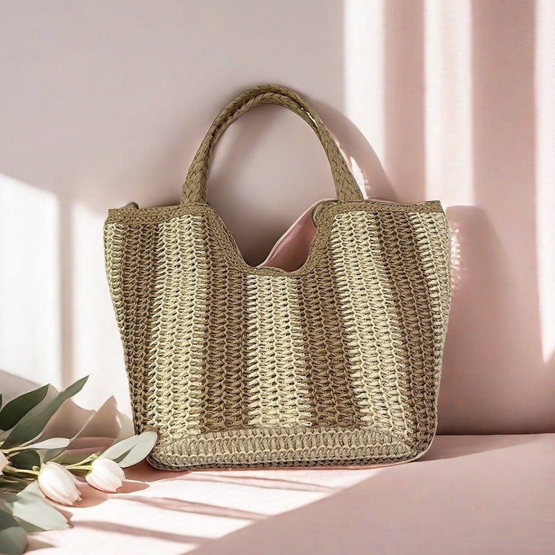 Woven Straw Shoulder Bag Large Capacity Beach Tote