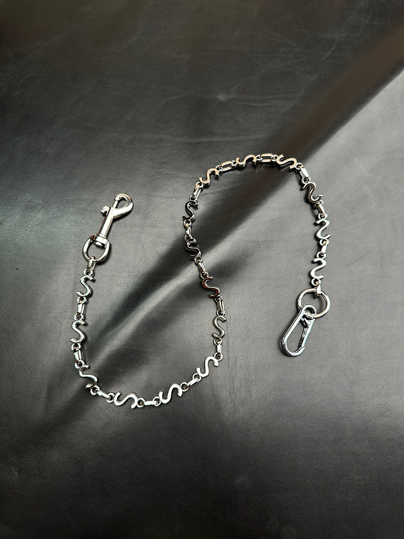 Japanese-Style Stainless Steel Waist Chain with Letter Design
