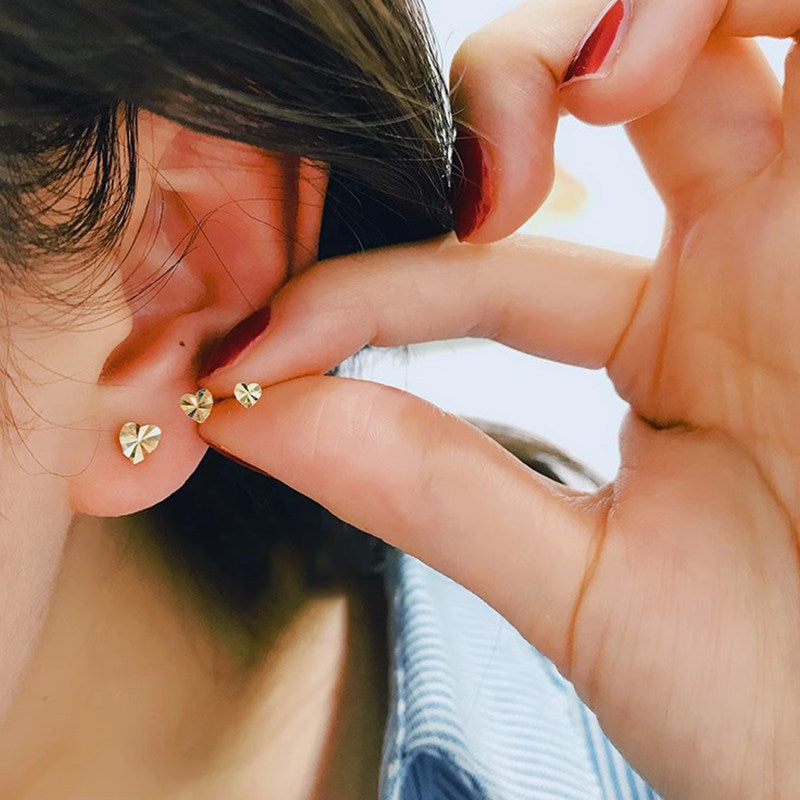 Mini Heart Gold Ear Studs