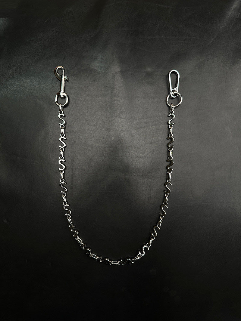 Japanese-Style Stainless Steel Waist Chain with Letter Design