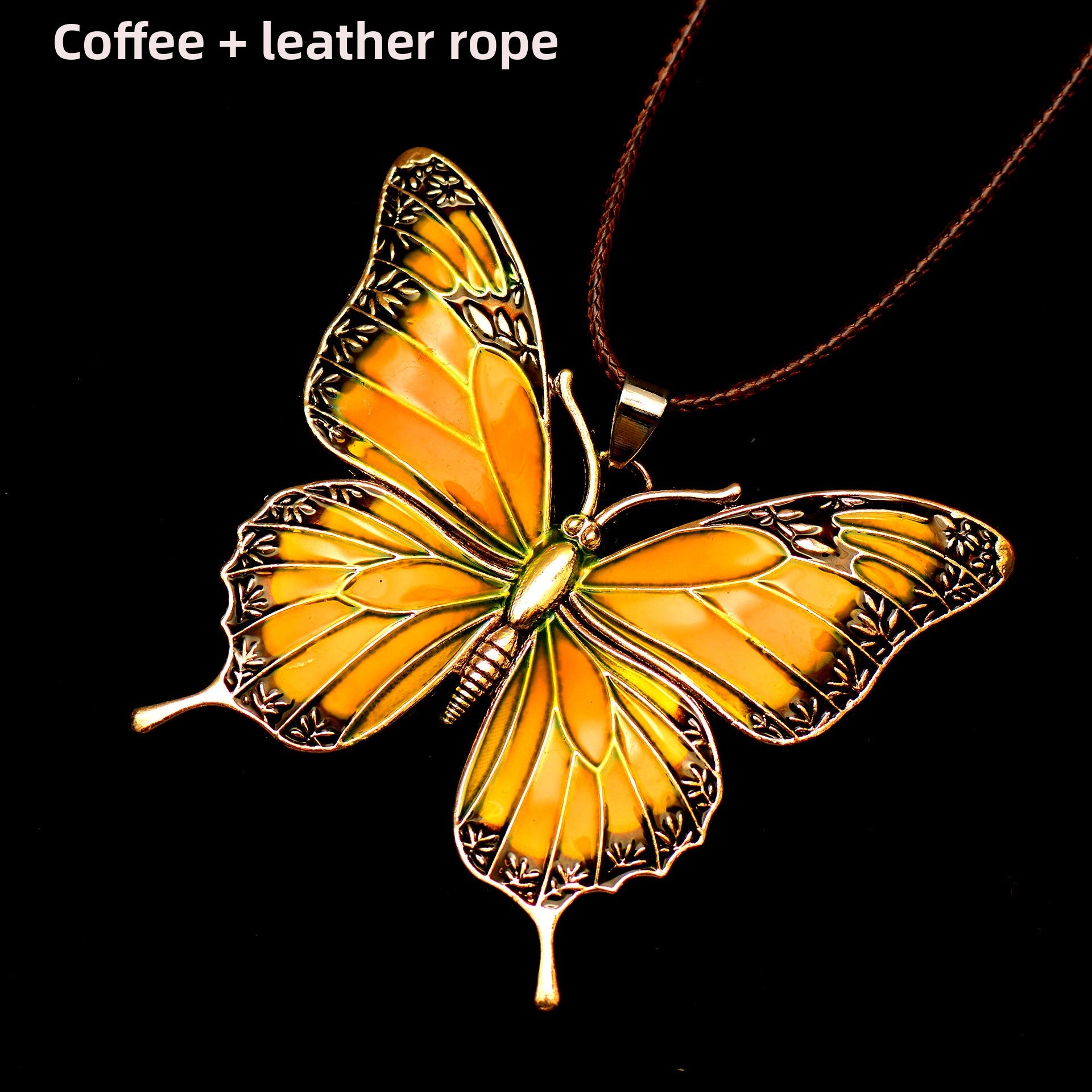Colorful Morpho Butterfly Silver Plated Necklace