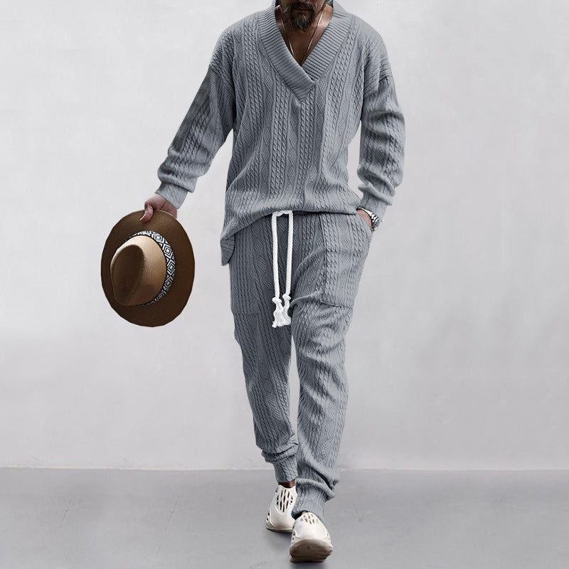Men's Casual Jacquard Knit Suit
