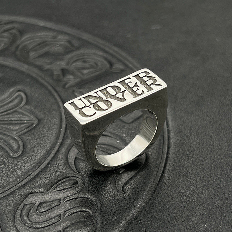 Vintage Square Letter Alloy Ring