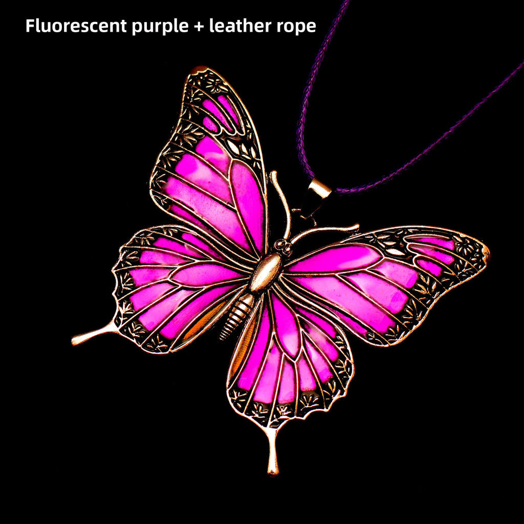 Colorful Morpho Butterfly Silver Plated Necklace
