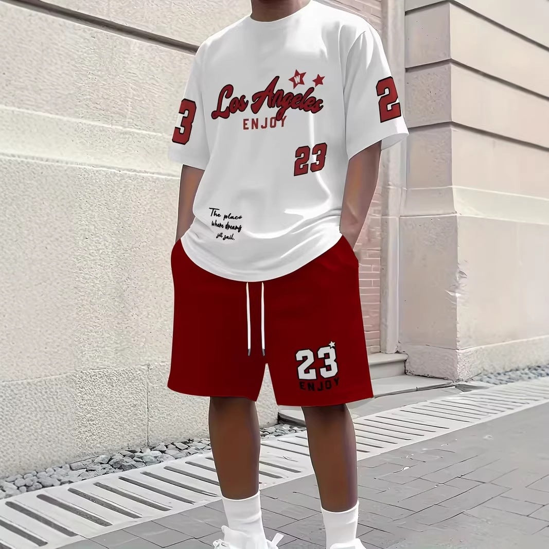 Men's Summer Short Sleeve Shorts Set
