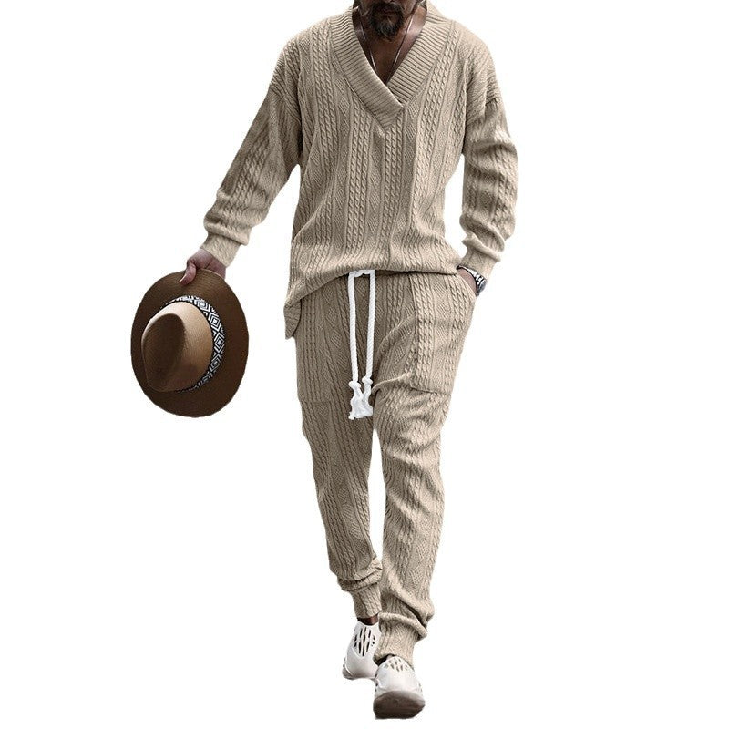Men's Casual Jacquard Knit Suit