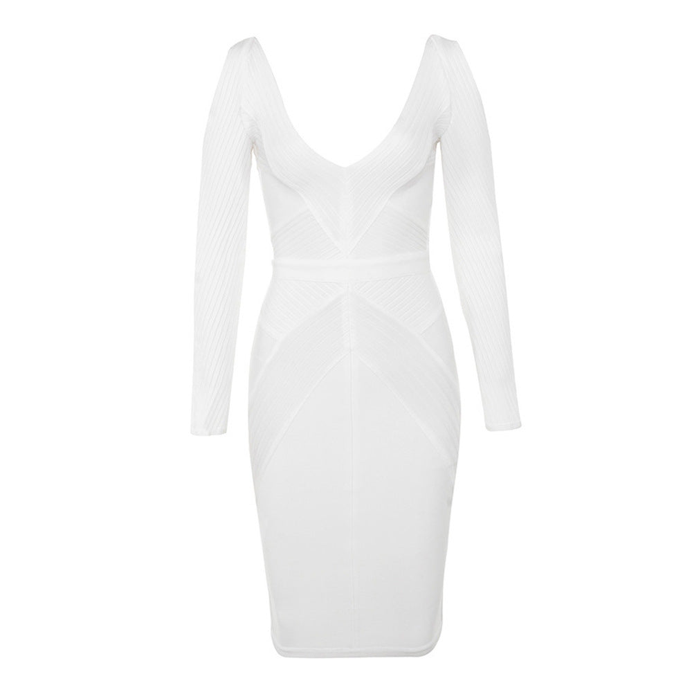 Off-Shoulder Bandage Dress with Long Sleeves