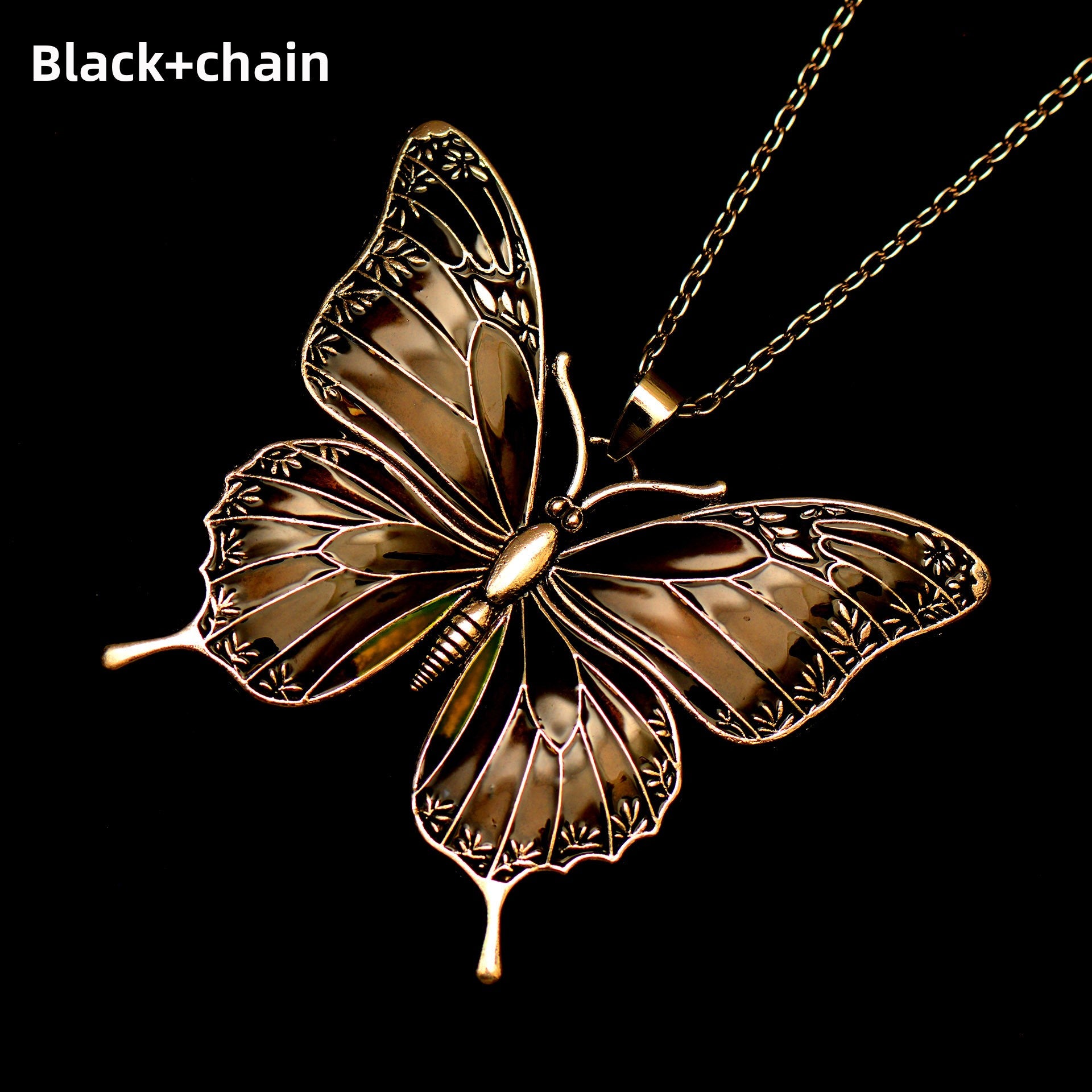 Colorful Morpho Butterfly Silver Plated Necklace