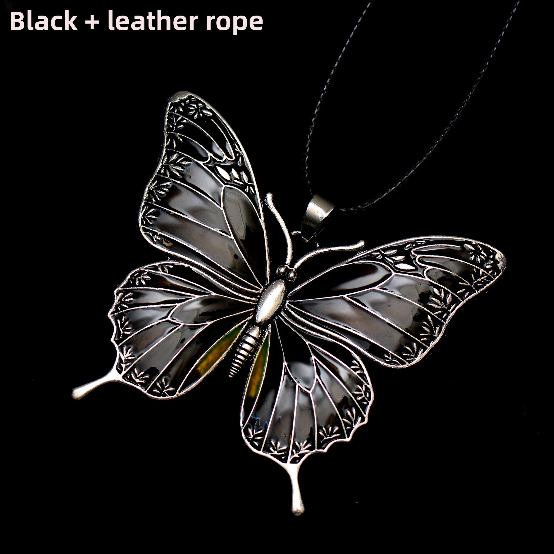 Colorful Morpho Butterfly Silver Plated Necklace