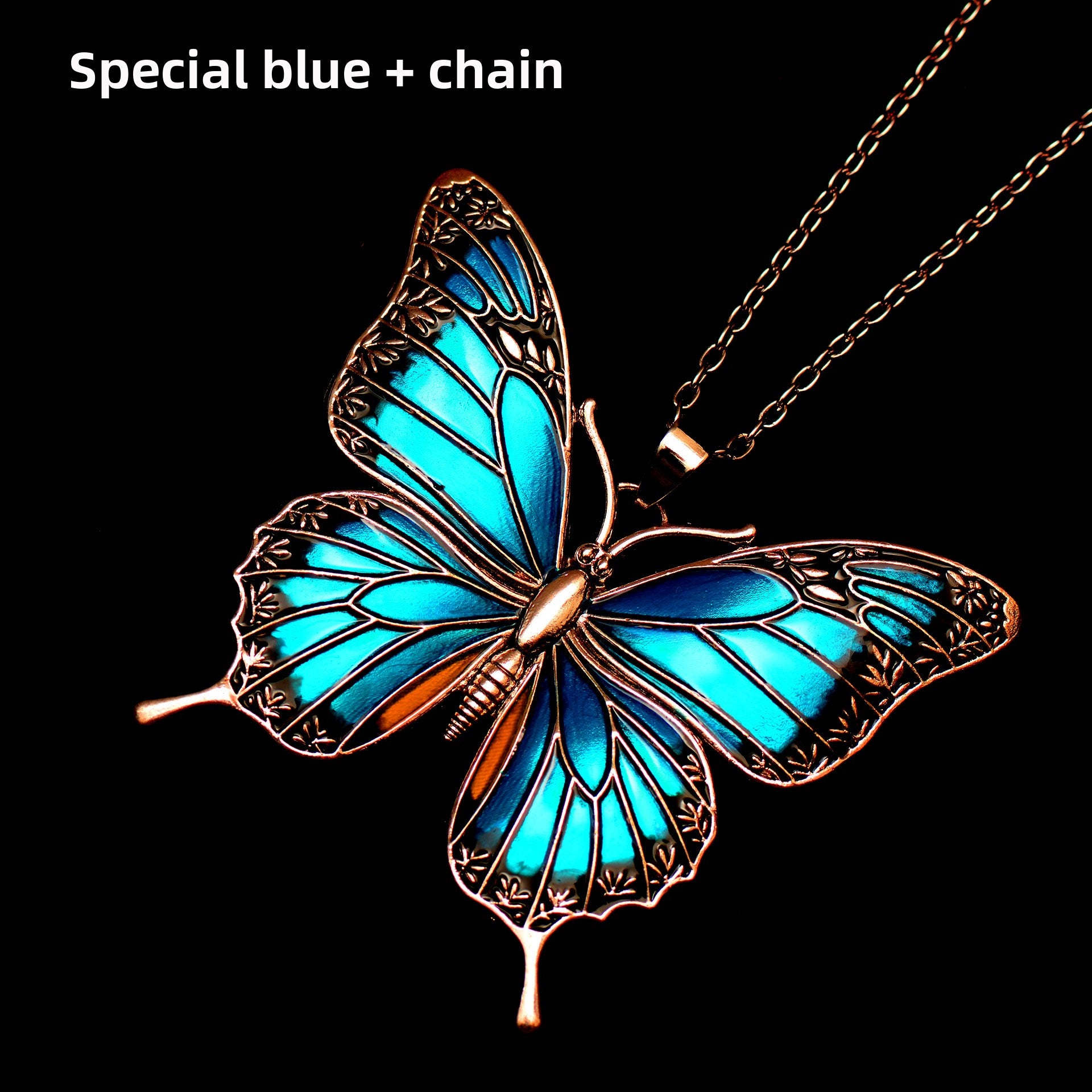 Colorful Morpho Butterfly Silver Plated Necklace
