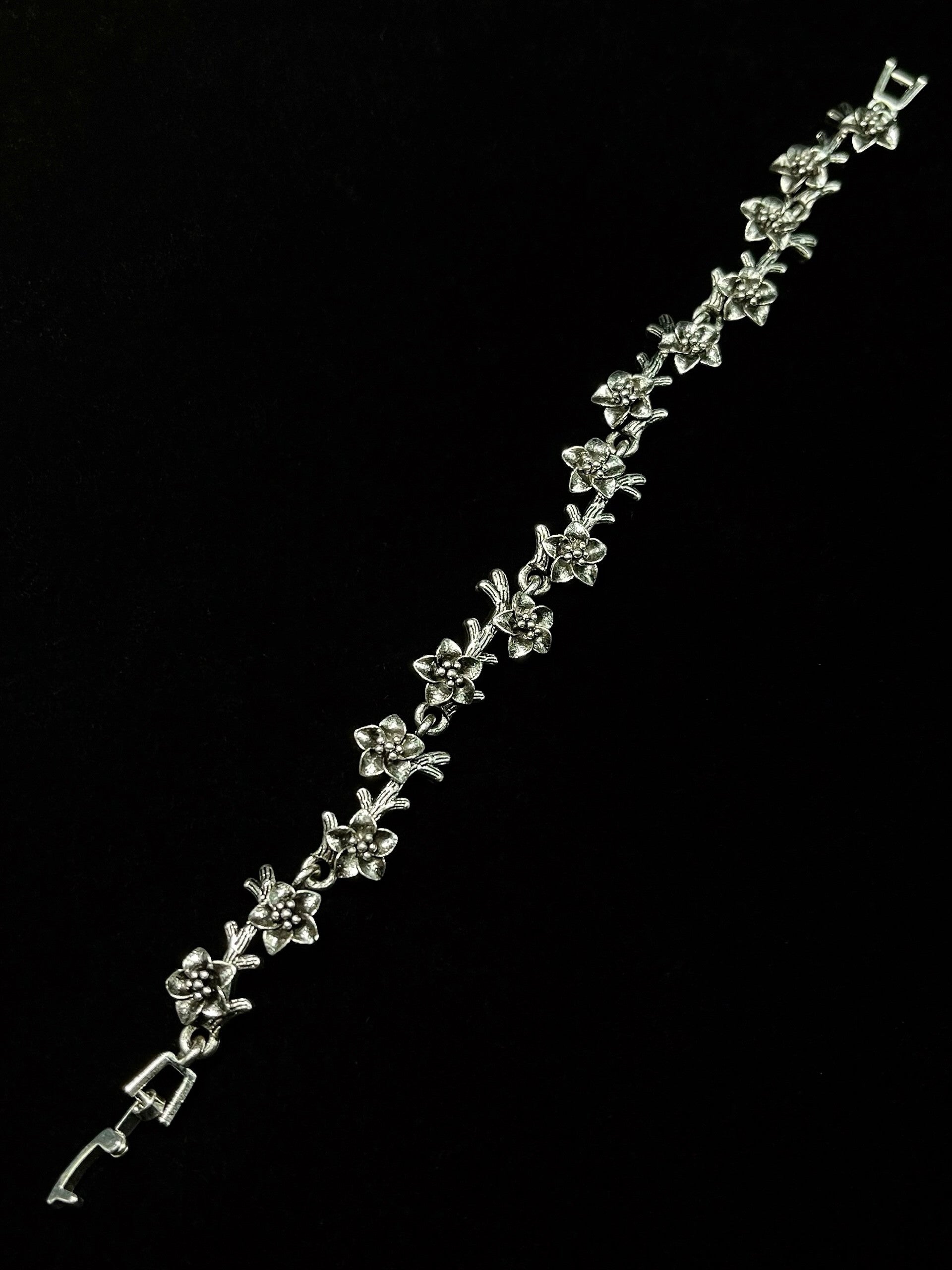 Vintage Antique Silver Flower Bracelet