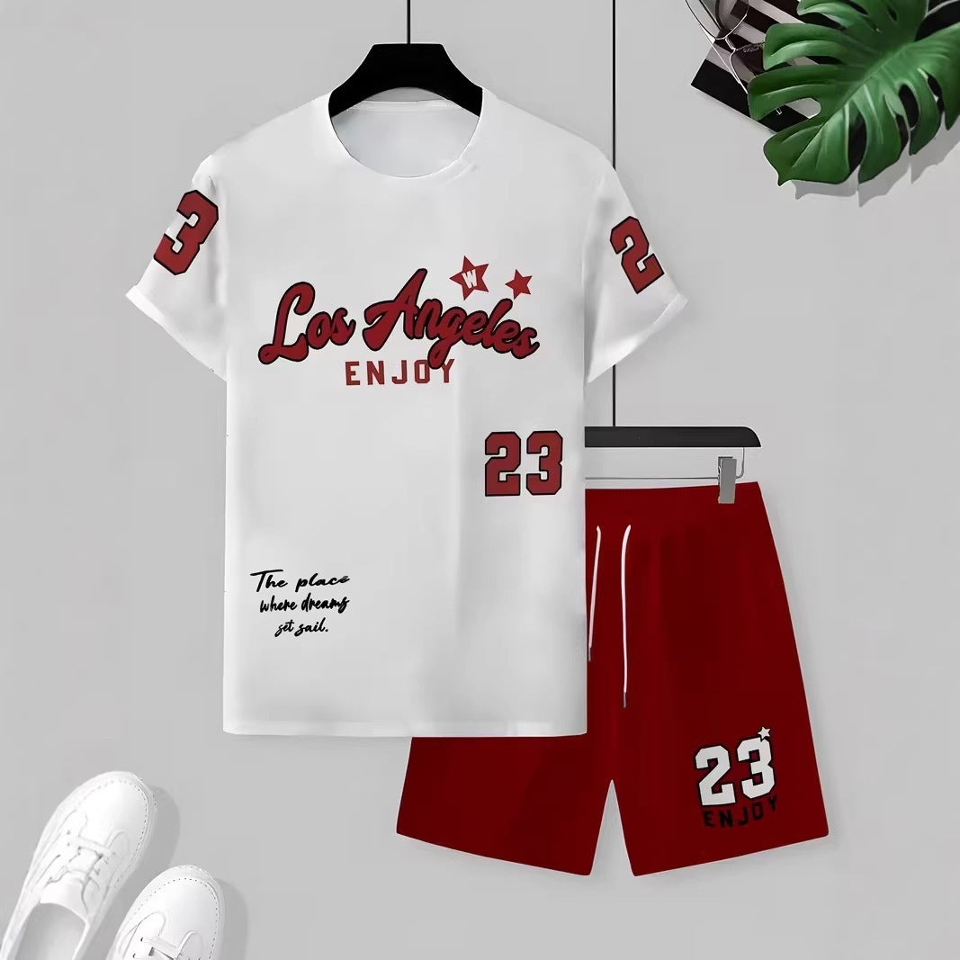 Men's Summer Short Sleeve Shorts Set