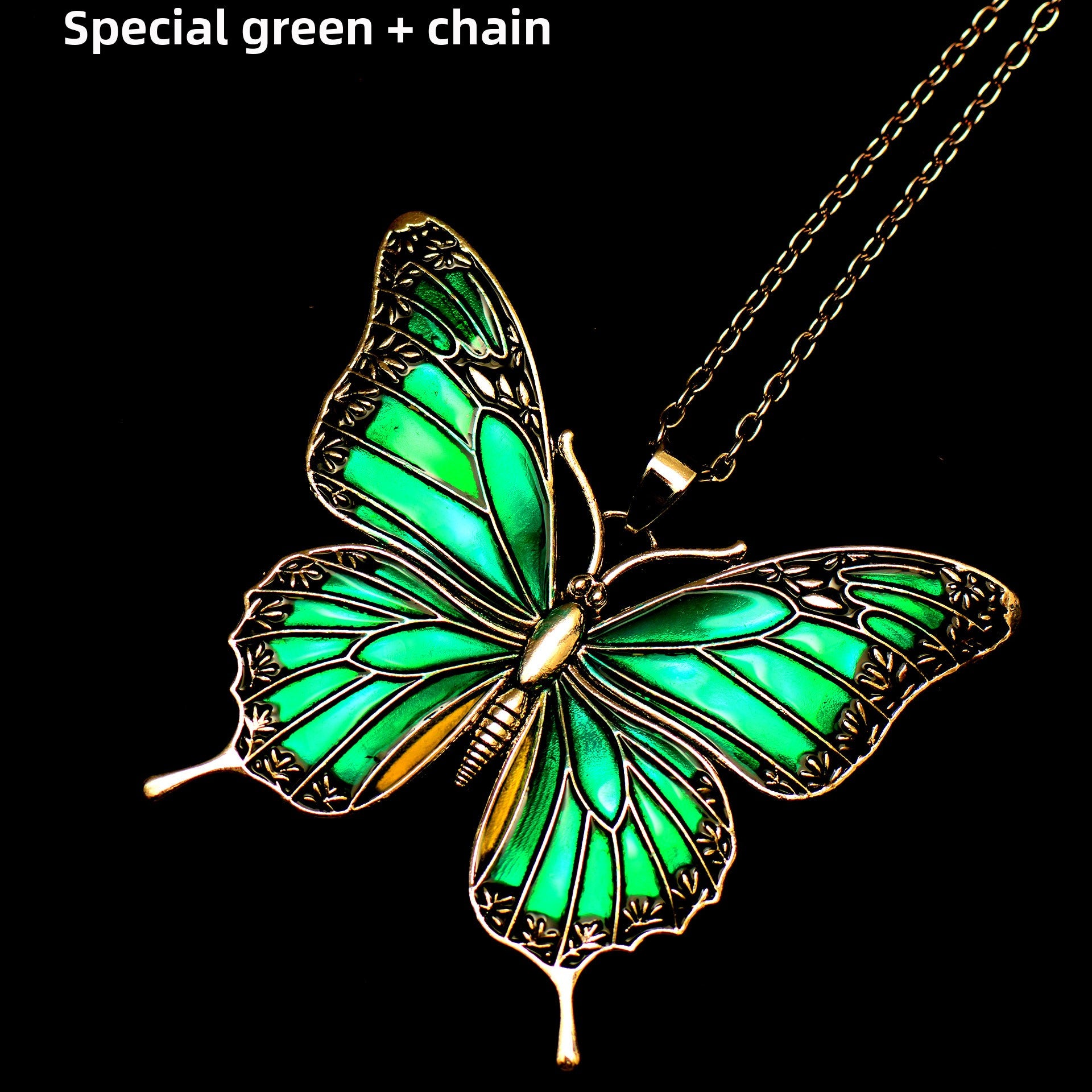 Colorful Morpho Butterfly Silver Plated Necklace