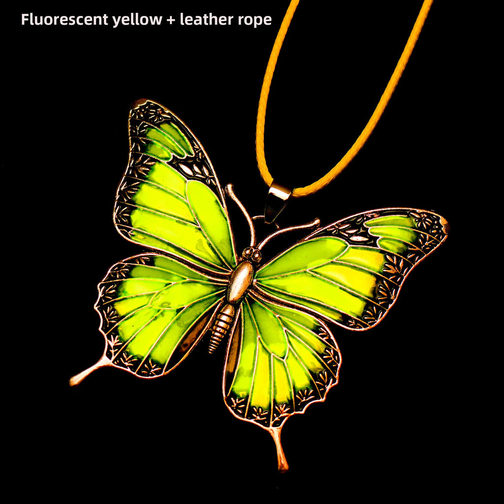 Colorful Morpho Butterfly Silver Plated Necklace