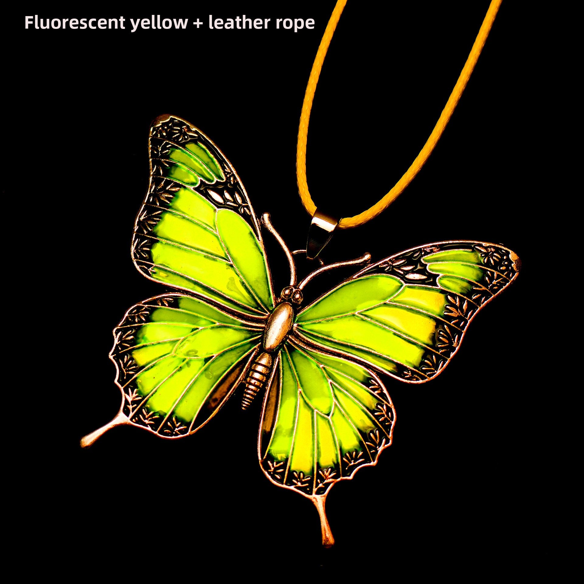 Colorful Morpho Butterfly Silver Plated Necklace