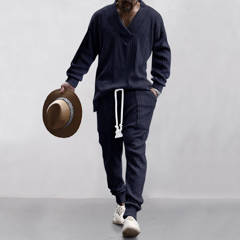 Men's Casual Jacquard Knit Suit