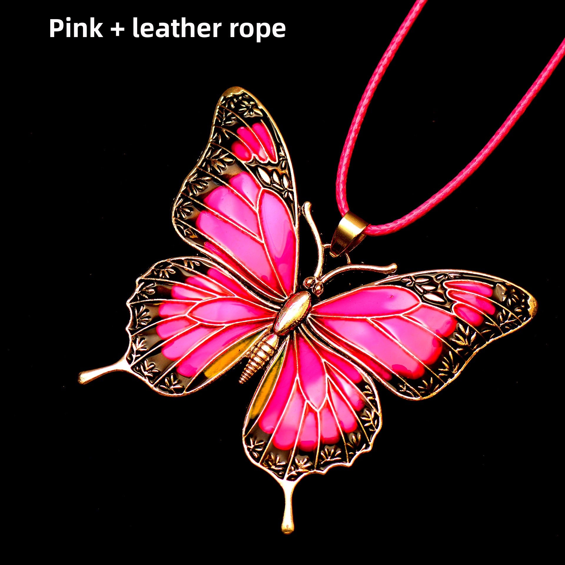 Colorful Morpho Butterfly Silver Plated Necklace