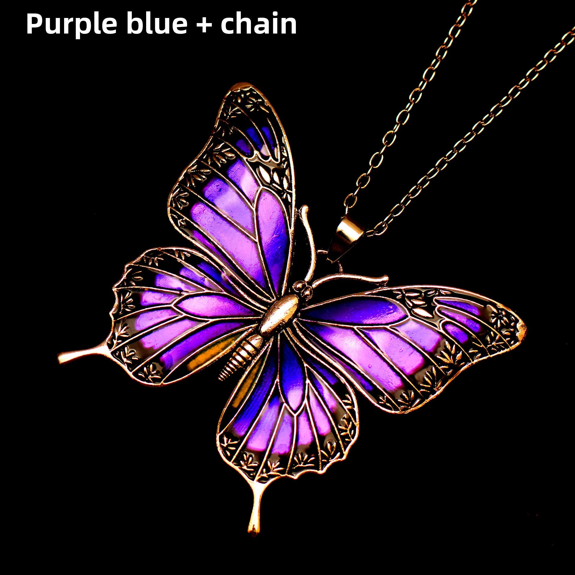 Colorful Morpho Butterfly Silver Plated Necklace
