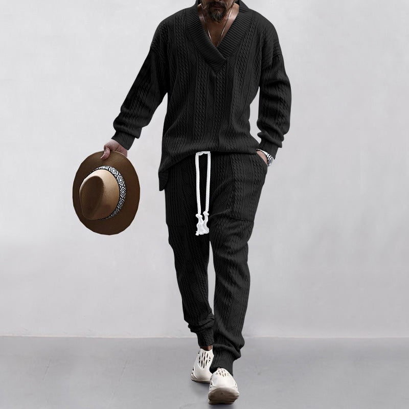 Men's Casual Jacquard Knit Suit