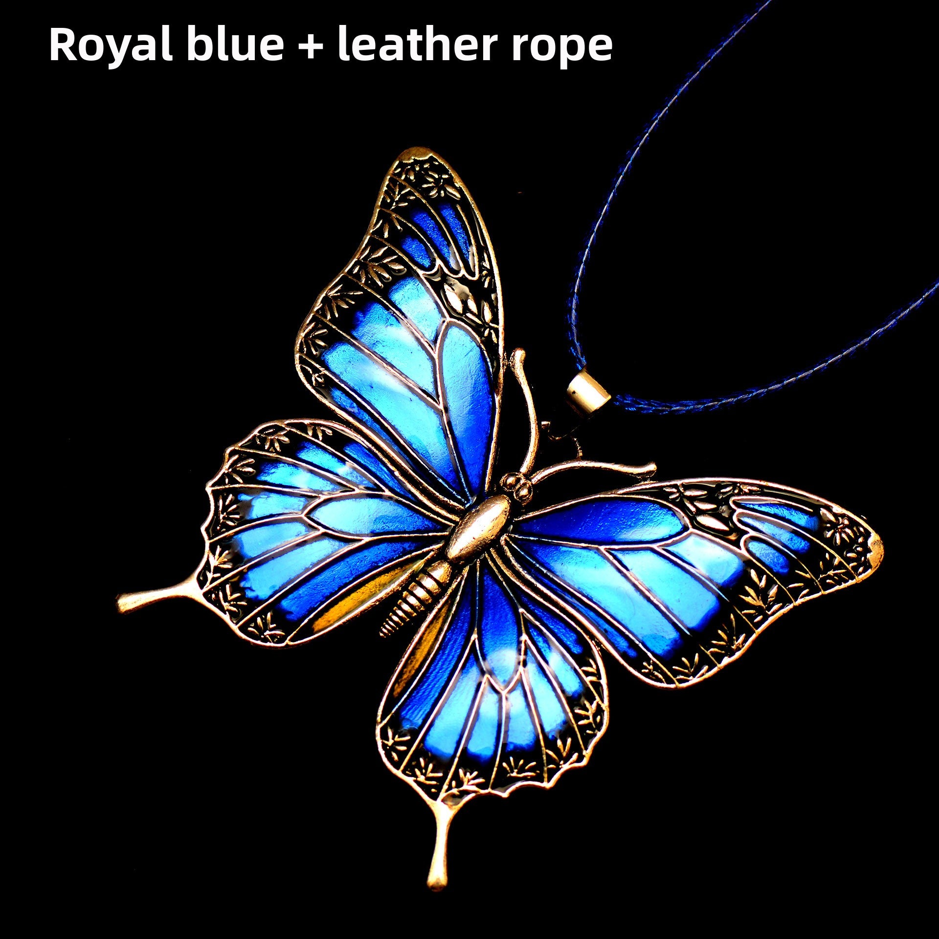 Colorful Morpho Butterfly Silver Plated Necklace
