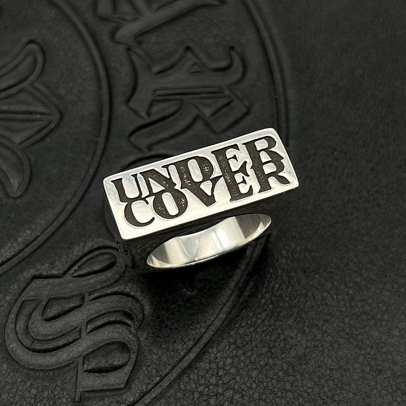 Vintage Square Letter Alloy Ring