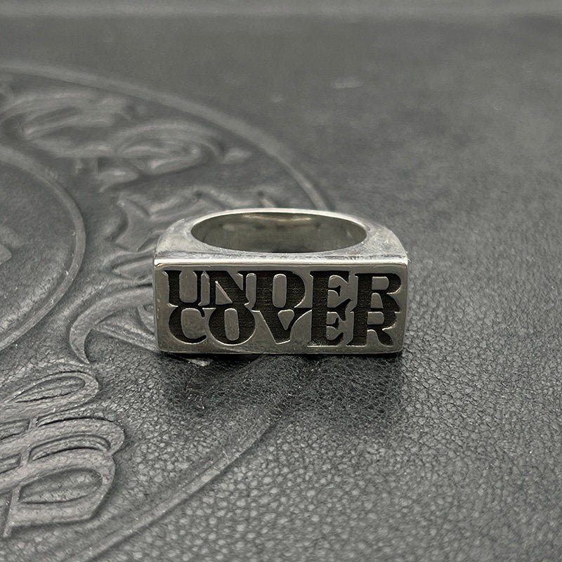 Vintage Square Letter Alloy Ring