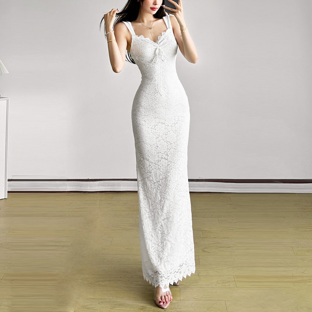 Elegant Spaghetti Strap A-Line Dress