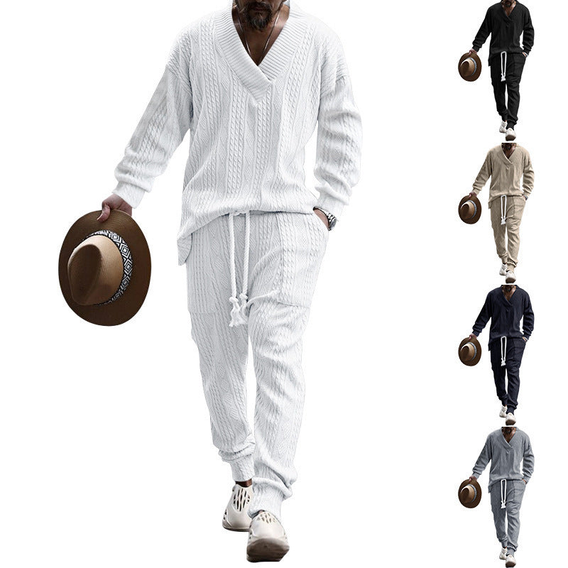 Men's Casual Jacquard Knit Suit