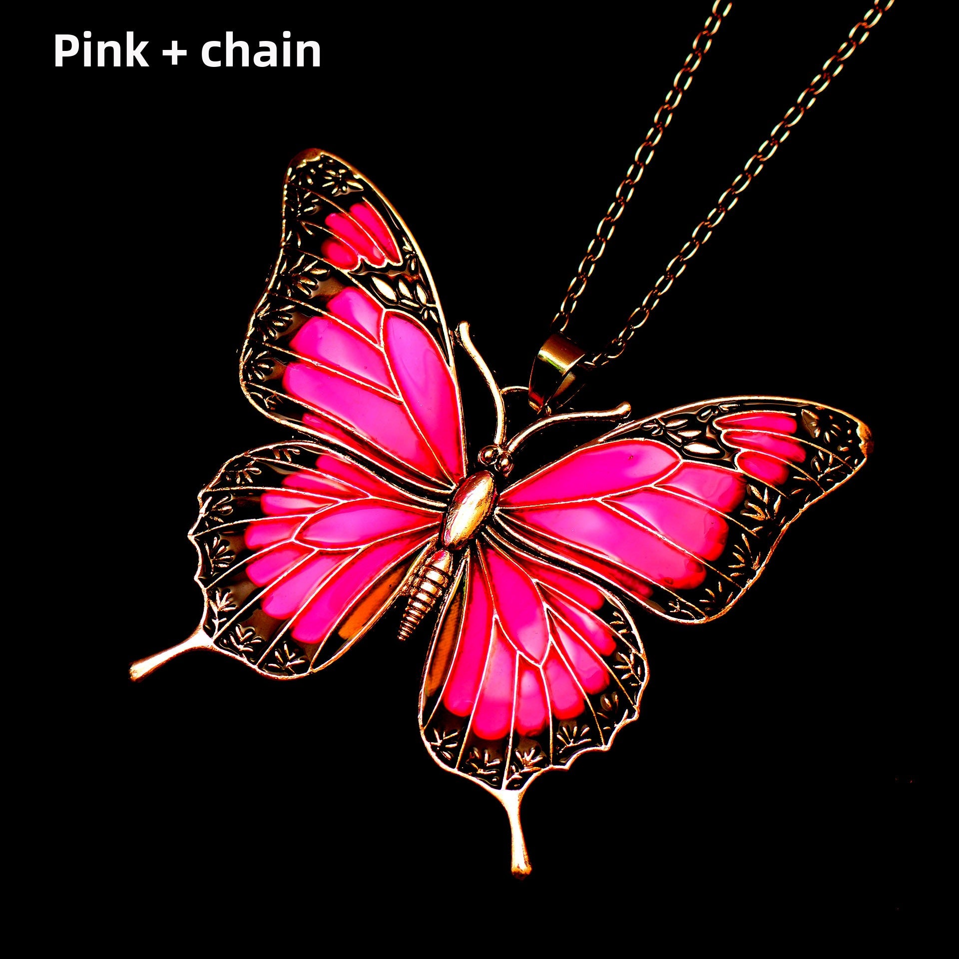 Colorful Morpho Butterfly Silver Plated Necklace