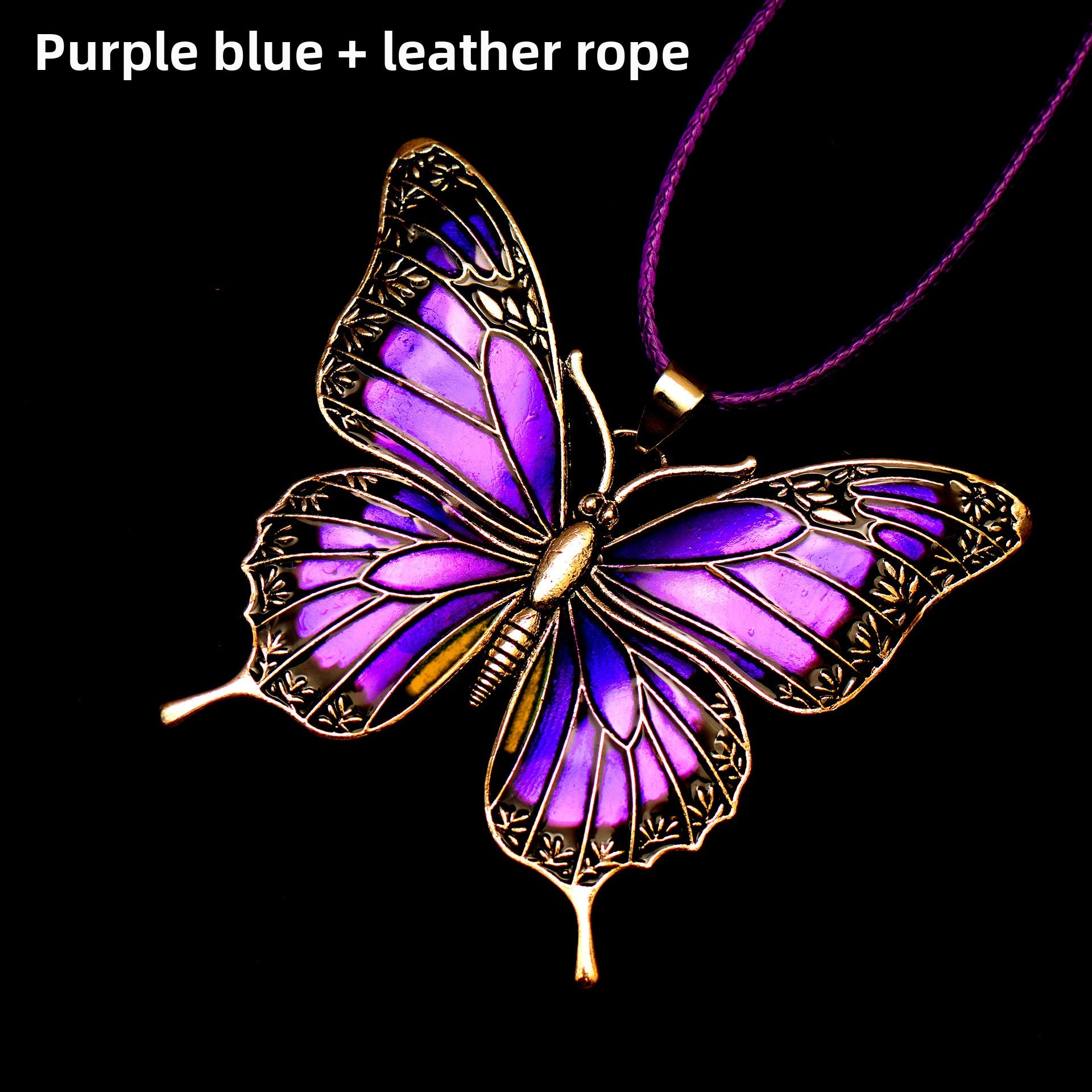 Colorful Morpho Butterfly Silver Plated Necklace