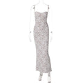 Lace Patchwork Strappy Backless Slip Dress