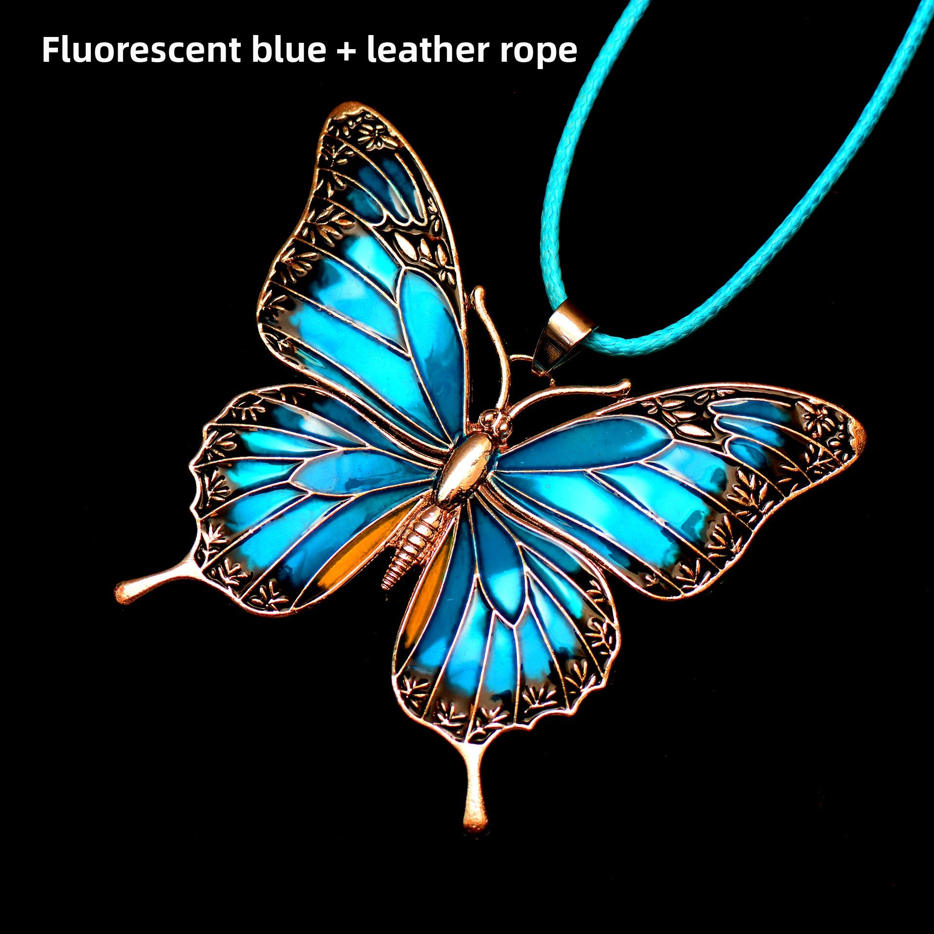 Colorful Morpho Butterfly Silver Plated Necklace