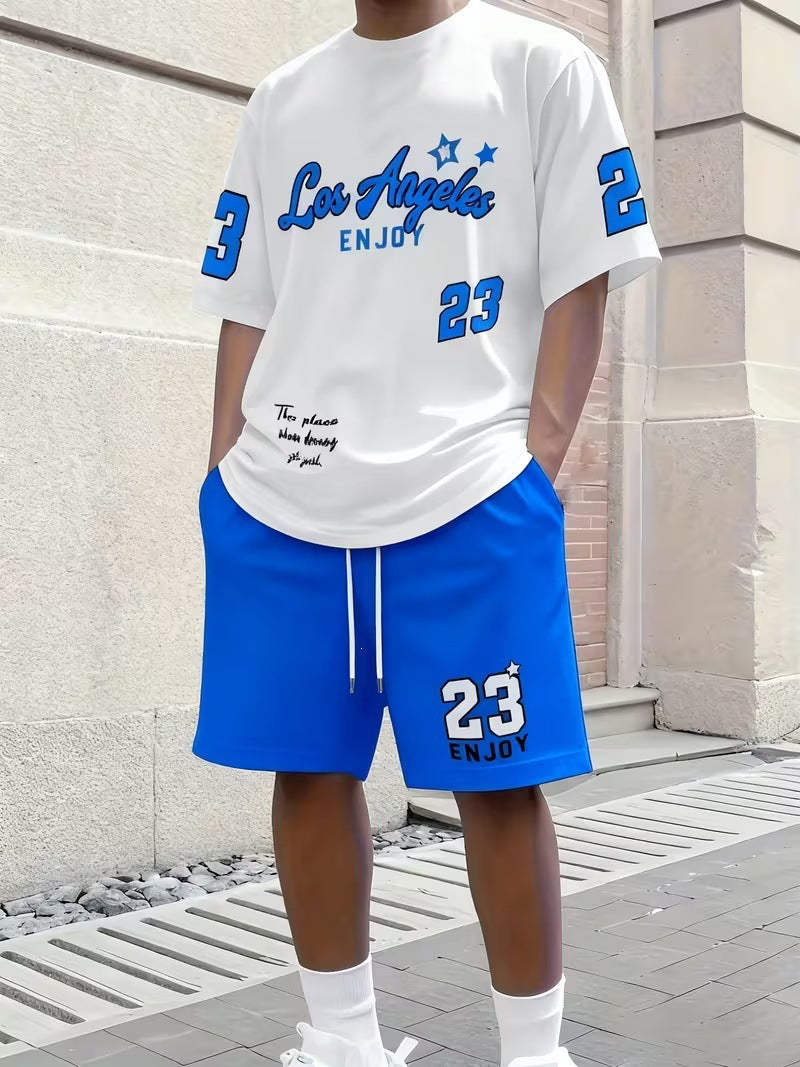 Men's Summer Short Sleeve Shorts Set