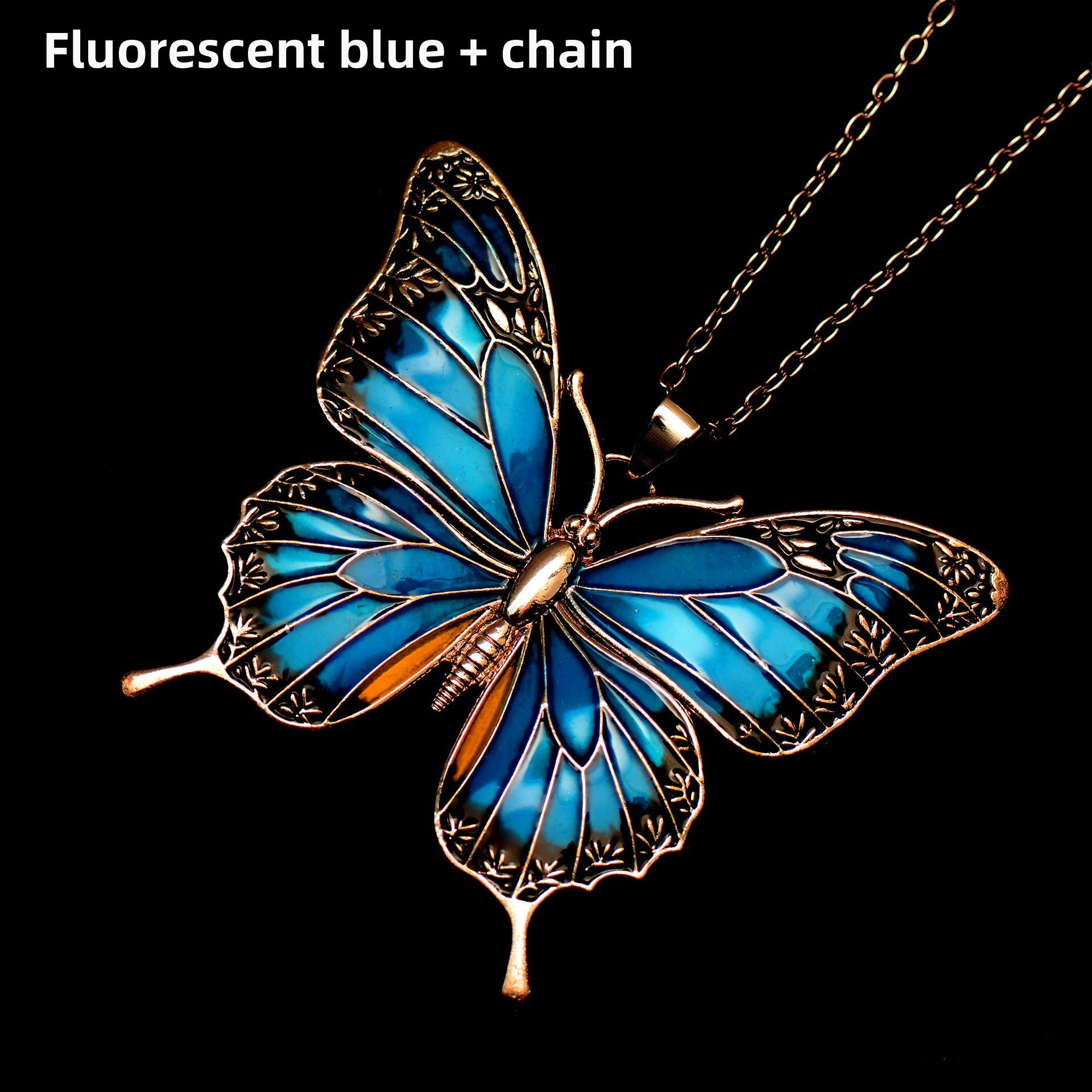 Colorful Morpho Butterfly Silver Plated Necklace